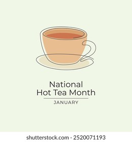 National Hot Tea Month vector design template good for celebration usage. National Hot Tea Month design. continuous line drawing. eps 10.