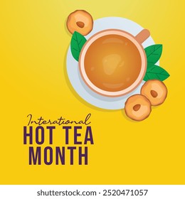 National Hot Tea Month vector design template good for celebration usage. National Hot Tea Month design. flat design. eps 10.