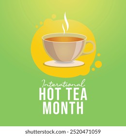 Plantilla nacional del diseño del Vector del mes del té caliente buena para el uso de la celebración. Diseño del Mes Nacional del Té Caliente. diseño plano. eps 10.
