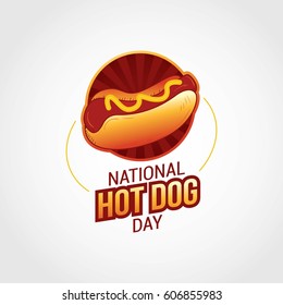 National Hotdog Day Vector Illustration. National Hotdog Day in the United States actually falls on the third Wednesday of July each year. Suitable for greeting card, poster and banner.