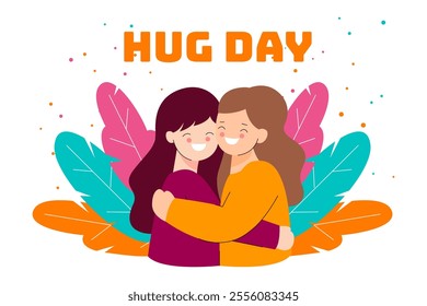 National Hug Day. happy world hugging day. January 21. happy hug day background. Cartoon Vector illustration Template for Poster, Banner, Flyer, Greeting, Card, Cover, Post.