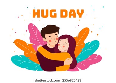 National Hug Day. happy world hugging day. January 21. happy hug day background. Cartoon Vector illustration Template for Poster, Banner, Flyer, Greeting, Card, Cover, Post.