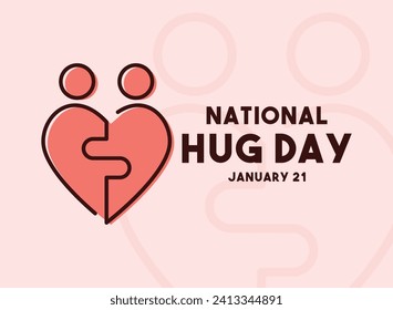 National Hug Day. January 21. Flat design vector. Eps 10.