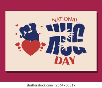 National HUG day, January 21, banner, poster, card, background design illustration.