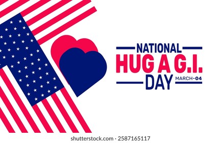 National Hug a G.I. Day. This holiday-themed design is perfect for backgrounds, banners, greeting cards, posters with text inscription, Classic social media posts. Vector illustration