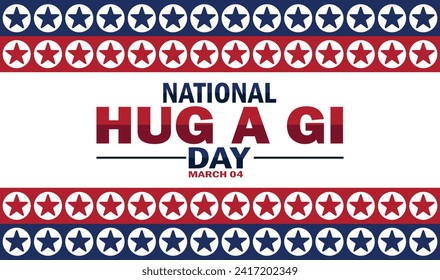 National Hug a Gi Day Vector illustration. March 4. Holiday concept. Template for background, banner, card, poster with text inscription.