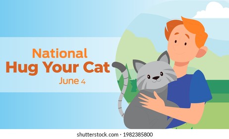 National Hug Your Cat Day on june 04 business brochure flyer banner design horizontal template vector, cover presentation abstract, modern publication poster and flag-banner, layout in rectangle size.