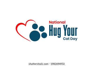 National Hug Your Cat Day. Holiday concept. Template for background, banner, card, poster, t-shirt with text inscription, vector eps 10