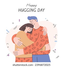 National Hugging Day. happy world hugging day. January 21. happy hug day background. Cartoon Vector illustration Template for Poster, Banner, Flyer, Greeting, Card, Cover, Post. international hug day.