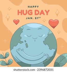 National Hugging Day. happy world hugging day. January 21. happy hug day background. Cartoon Vector illustration Template for Poster, Banner, Flyer, Greeting, Card, Cover, Post. international hug day.