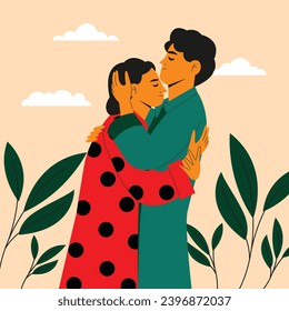 National Hugging Day. happy world hugging day. January 21. happy hug day background. Cartoon Vector illustration Template for Poster, Banner, Flyer, Greeting, Card, Cover, Post. international hug day.