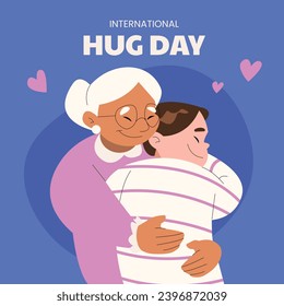 National Hugging Day. happy world hugging day. January 21. happy hug day background. Cartoon Vector illustration Template for Poster, Banner, Flyer, Greeting, Card, Cover, Post. international hug day.