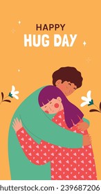 National Hugging Day. happy world hugging day. January 21. happy hug day background. Cartoon Vector illustration Template for Poster, Banner, Flyer, Greeting, Card, Cover, Post. international hug day.