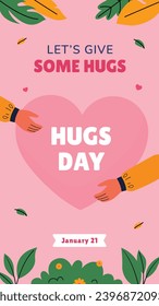 National Hugging Day. happy world hugging day. January 21. happy hug day background. Cartoon Vector illustration Template for Poster, Banner, Flyer, Greeting, Card, Cover, Post. international hug day.