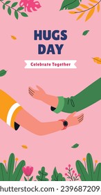 National Hugging Day. happy world hugging day. January 21. happy hug day background. Cartoon Vector illustration Template for Poster, Banner, Flyer, Greeting, Card, Cover, Post. international hug day.