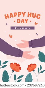 National Hugging Day. happy world hugging day. January 21. happy hug day background. Cartoon Vector illustration Template for Poster, Banner, Flyer, Greeting, Card, Cover, Post. international hug day.