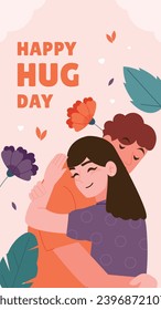 National Hugging Day. happy world hugging day. January 21. happy hug day background. Cartoon Vector illustration Template for Poster, Banner, Flyer, Greeting, Card, Cover, Post. international hug day.