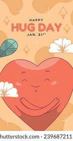 National Hugging Day. happy world hugging day. January 21. happy hug day background. Cartoon Vector illustration Template for Poster, Banner, Flyer, Greeting, Card, Cover, Post. international hug day.
