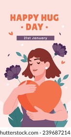 National Hugging Day. happy world hugging day. January 21. happy hug day background. Cartoon Vector illustration Template for Poster, Banner, Flyer, Greeting, Card, Cover, Post. international hug day.