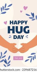 National Hugging Day. happy world hugging day. January 21. happy hug day background. Cartoon Vector illustration Template for Poster, Banner, Flyer, Greeting, Card, Cover, Post. international hug day.