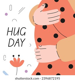 National Hugging Day. happy world hugging day. January 21. happy hug day background. Cartoon Vector illustration Template for Poster, Banner, Flyer, Greeting, Card, Cover, Post. international hug day.