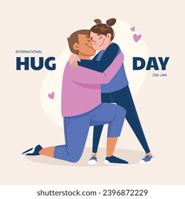 National Hugging Day. happy world hugging day. January 21. happy hug day background. Cartoon Vector illustration Template for Poster, Banner, Flyer, Greeting, Card, Cover, Post. international hug day.