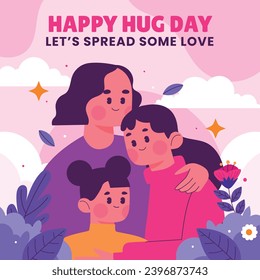 National Hugging Day. happy world hugging day. January 21. happy hug day background. Cartoon Vector illustration Template for Poster, Banner, Flyer, Greeting, Card, Cover, Post. international hug day.