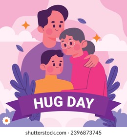 National Hugging Day. happy world hugging day. January 21. happy hug day background. Cartoon Vector illustration Template for Poster, Banner, Flyer, Greeting, Card, Cover, Post. international hug day.