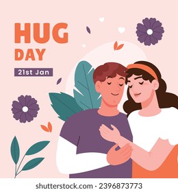 National Hugging Day. happy world hugging day. January 21. happy hug day background. Cartoon Vector illustration Template for Poster, Banner, Flyer, Greeting, Card, Cover, Post. international hug day.