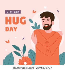 National Hugging Day. happy world hugging day. January 21. happy hug day background. Cartoon Vector illustration Template for Poster, Banner, Flyer, Greeting, Card, Cover, Post. international hug day.