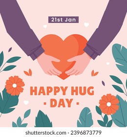 National Hugging Day. happy world hugging day. January 21. happy hug day background. Cartoon Vector illustration Template for Poster, Banner, Flyer, Greeting, Card, Cover, Post. international hug day.