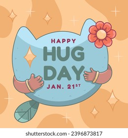 National Hugging Day. happy world hugging day. January 21. happy hug day background. Cartoon Vector illustration Template for Poster, Banner, Flyer, Greeting, Card, Cover, Post. international hug day.