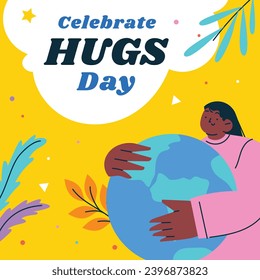 National Hugging Day. happy world hugging day. January 21. happy hug day background. Cartoon Vector illustration Template for Poster, Banner, Flyer, Greeting, Card, Cover, Post. international hug day.