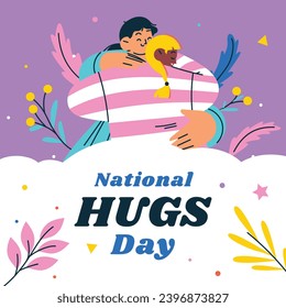 National Hugging Day. happy world hugging day. January 21. happy hug day background. Cartoon Vector illustration Template for Poster, Banner, Flyer, Greeting, Card, Cover, Post. international hug day.
