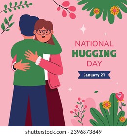National Hugging Day. happy world hugging day. January 21. happy hug day background. Cartoon Vector illustration Template for Poster, Banner, Flyer, Greeting, Card, Cover, Post. international hug day.