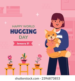 National Hugging Day. happy world hugging day. January 21. happy hug day background. Cartoon Vector illustration Template for Poster, Banner, Flyer, Greeting, Card, Cover, Post. international hug day.
