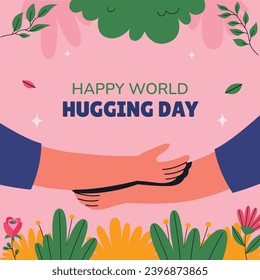 National Hugging Day. happy world hugging day. January 21. happy hug day background. Cartoon Vector illustration Template for Poster, Banner, Flyer, Greeting, Card, Cover, Post. international hug day.