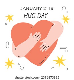 Nationaler Umarmungstag. Frohe Welt umarmt Tag. 21. Januar Happy Hug-Day-Hintergrund. Cartoon Vektorgrafik Vorlage für Poster, Banner, Flyer, Gruß, Card, Cover, Post. internationaler Umarmungstag.