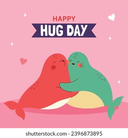 National Hugging Day. happy world hugging day. January 21. happy hug day background. Cartoon Vector illustration Template for Poster, Banner, Flyer, Greeting, Card, Cover, Post. international hug day.