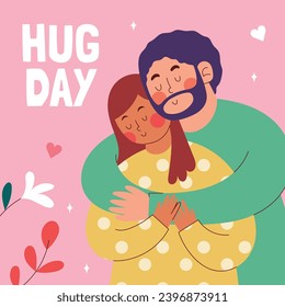 National Hugging Day. happy world hugging day. January 21. happy hug day background. Cartoon Vector illustration Template for Poster, Banner, Flyer, Greeting, Card, Cover, Post. international hug day.