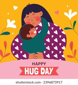 National Hugging Day. happy world hugging day. January 21. happy hug day background. Cartoon Vector illustration Template for Poster, Banner, Flyer, Greeting, Card, Cover, Post. international hug day.