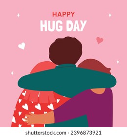 National Hugging Day. happy world hugging day. January 21. happy hug day background. Cartoon Vector illustration Template for Poster, Banner, Flyer, Greeting, Card, Cover, Post. international hug day.