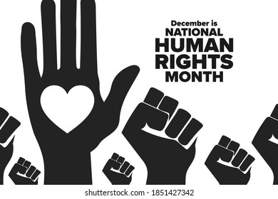 National Human Rights Month. Holiday concept. Template for background, banner, card, poster with text inscription. Vector EPS10 illustration