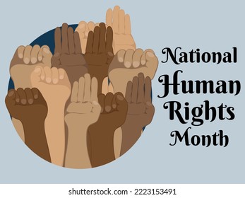 National Human Rights Month, horizontal banner, poster or flyer design vector illustration