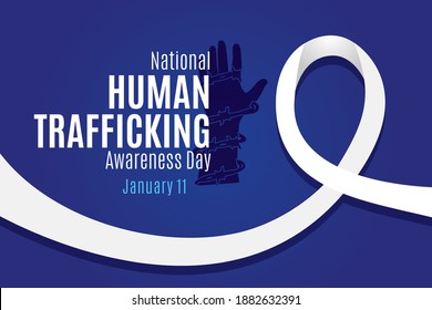 Día Nacional de Concienciación sobre la Trata de Personas. Ilustración de vectores sobre el tema del 11 de enero