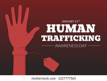 National Human Trafficking Awareness Day on January 11th to Handle with Life, Slavery and Violence in Society in Flat Cartoon Hand Drawn Illustration
