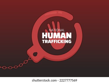 National Human Trafficking Awareness Day on January 11th to Handle with Life, Slavery and Violence in Society in Flat Cartoon Hand Drawn Illustration