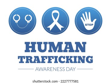 National Human Trafficking Awareness Day on January 11th to Handle with Life, Slavery and Violence in Society in Flat Cartoon Hand Drawn Illustration