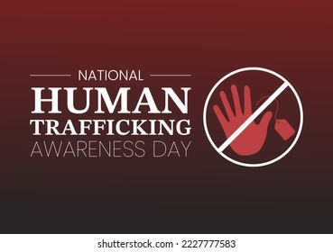 National Human Trafficking Awareness Day on January 11th to Handle with Life, Slavery and Violence in Society in Flat Cartoon Hand Drawn Illustration