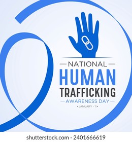 National Human Trafficking Awareness Day is observed every year on january 11. Vector illustration on the theme of Human Trafficking Day. Template for